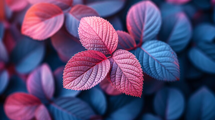 Obraz premium Macro leaves background texture blue, turquoise, pink color. Bright expressive colorful beautiful artistic image of nature.