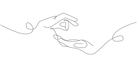 Obraz premium Vector one line art illustrations of buddha hands. Continuous line art of Buddha silhouette for spa logo, symbol of Lord Buddha and Vesak day.