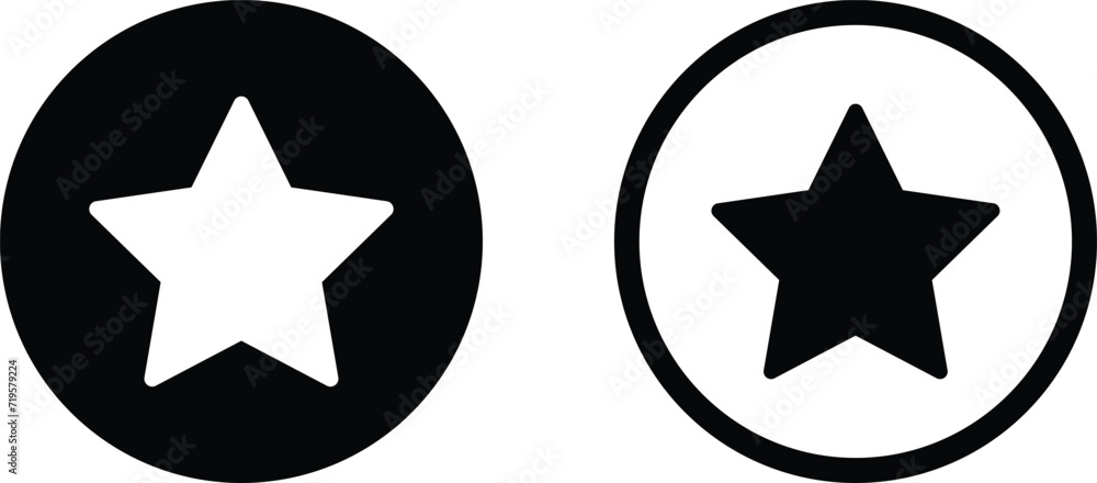 Poster star favorite icon set in two styles isolated on white background . user interface icon vector