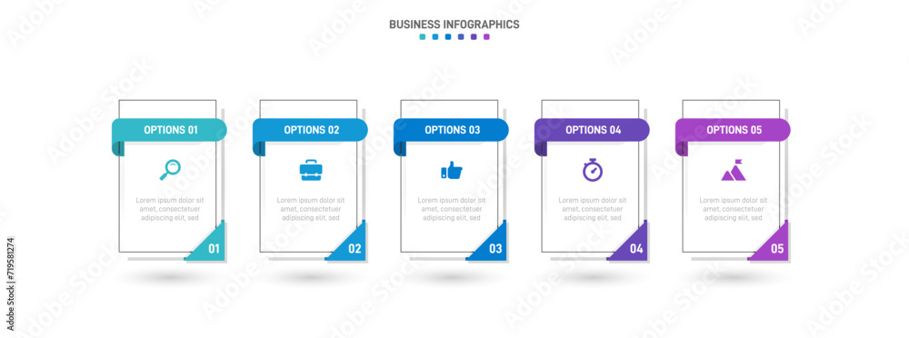 Poster timeline infographic with infochart. modern presentation template with 5 spets for business process.