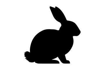 Rabbit silhouette. Easter Bunny. Isolated on white background. Simple black icon of hare. Cute animal. Ideal for logo, emblem, pictogram, print, design element for greeting card, invitation