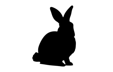 Rabbit silhouette. Easter Bunny. Isolated on a white background. A simple black icon of hare. Cute animal. Ideal for logo, emblem, pictogram, print, design element for greeting card, invitation