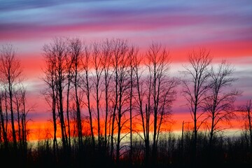 Beautiful sunset with colorful straps