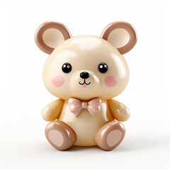 Naklejka premium Cute plastic bear toy stylized 3d render icon in pastel colors illustration isolated on white background