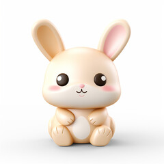 Obraz premium Cute plastic bunny toy stylized 3d render icon in pastel colors illustration isolated on white background
