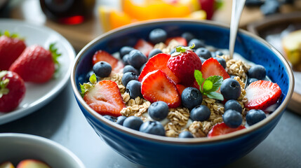 Healthy Breakfast Bowl with Fresh Berries Oats and Yogurt