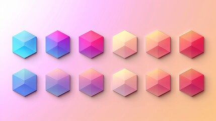Hexagonal Linear Gradient Palette Swatches Set Webkit Template 