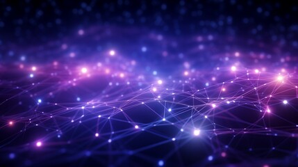 Fototapeta premium Abstract background, network of dots connected by streaks of light, swirling around a central hub
