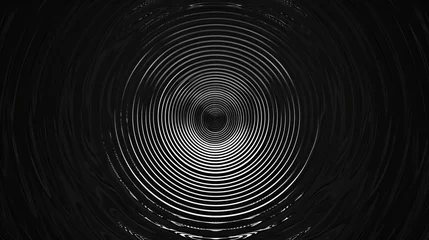 Tuinposter Spreading circles on dark background. Motion. Hypnotic animation with expanding circles from center. Centralized circles with hypnotic effect on black background  © Zahid