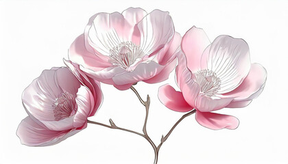 Abstrakcyjne różowe kwiaty Magnolii. Generative AI