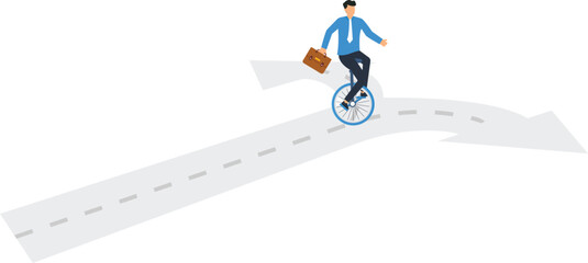 Business direction and choosing options or multiple path, Make decision for career path or business growth, Confused businessman thinking make decision on multiple route ahead concept,
