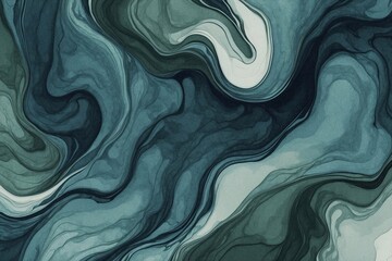 acrylic abstract background with green waves