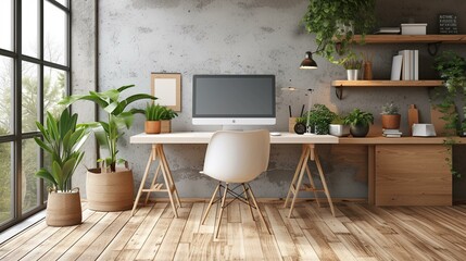 Clean and organized workspace with a spacious desk, ergonomic chair, and an uncluttered atmosphere for design focus. [Clean and organized workspace with spacious desk