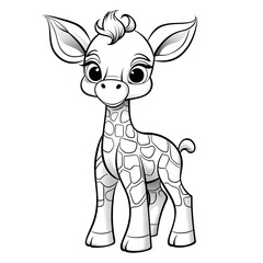 Adorable baby  giraffe vector illustration for a kids' coloring book