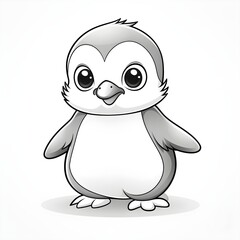 Adorable baby penguin vector illustration for a kids' coloring book