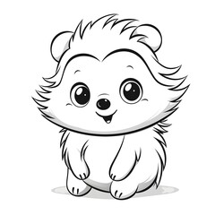 Adorable baby hedgehog vector illustration for a kids' coloring book