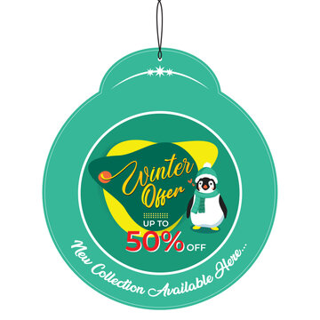 Winter Offer Dangler Design Template. Up to 50% Off