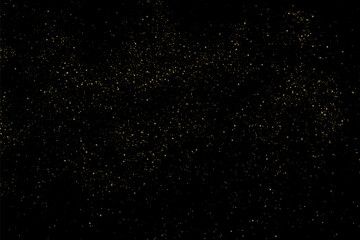 Space star sky. Gold light pattern texture on black backdrop. Abstract starlight. Yellow glitter background. Golden Explosion of Confetti. Vector illustration.	
