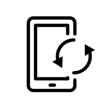 recommend clip art: Vector black line icon reboot phone isolated on white background