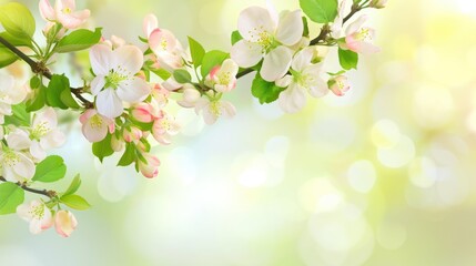 Obraz na płótnie Canvas Bright Sunlight Shining Through Blooming Apple Tree Branches in Springtime
