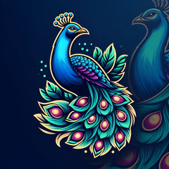 Fototapeta na wymiar illustration of peacock logo isolated