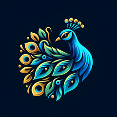illustration of peacock logo isolated 