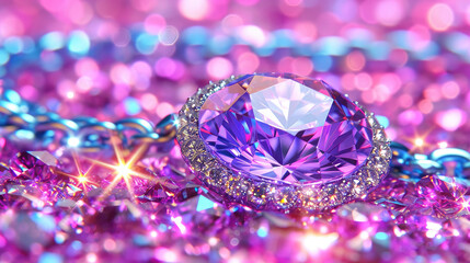 Sparkling Purple Gemstone with Glitter
