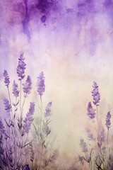 Lavender watercolor abstract painted background on vintage paper background