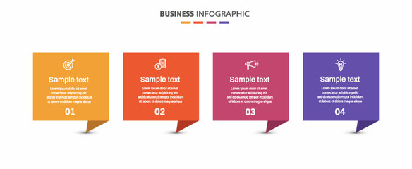 Vector infographic template with 4 steps for business. Can be used for workflow layout, presentations, diagram, annual report, web design	