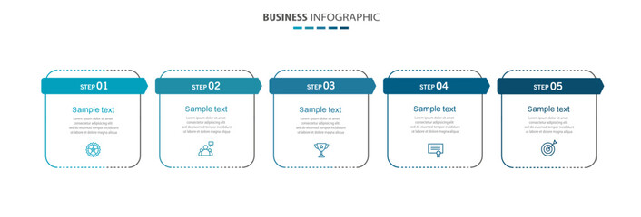 Business infographic template with 5 options or steps. Can be used for workflow layout, diagram, annual report, web design	