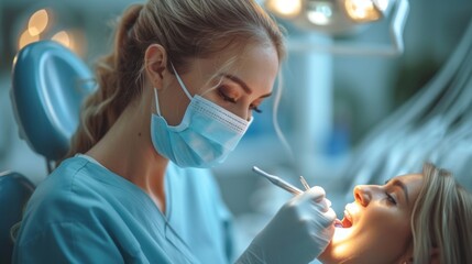  a woman in a dentist's chair with a toothbrush in her mouth and another woman in the dentist's chair with a toothbrush in her mouth.