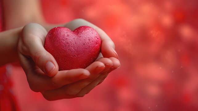  a close up of a person holding a heart with water droplets on the surface of the heart and the hand of the person holding the heart with water droplets on the.