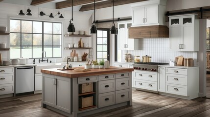 Modern Farmhouse Kitchen with Shaker Cabinets
