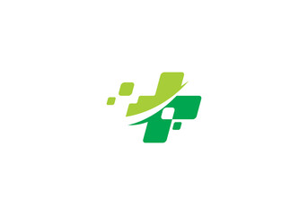 medical pixel logo, health tech connection concept logo design	
