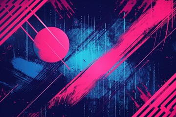 Retro Grunge Fusion: Dark blue and neon pink retro poster background featuring captivating grunge effects for a vintage-inspired aesthetic