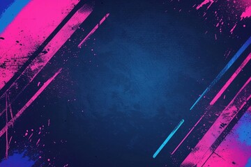 Vintage Neon Nostalgia: A poster backdrop with a retro touch, blending dark blue and neon pink with grunge effects for a nostalgic and vibrant appeal. - obrazy, fototapety, plakaty