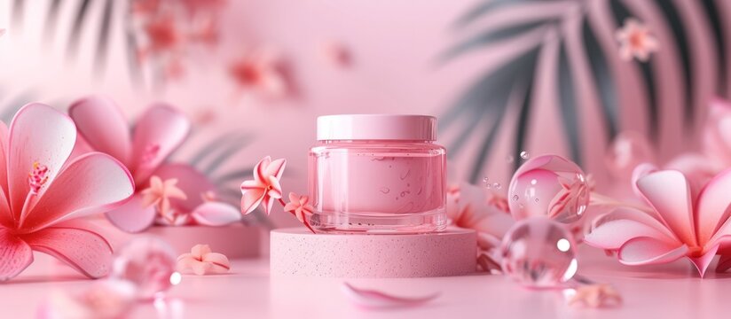 Woman beauty care cosmetic product advertising template with pink tones color. Generated AI image