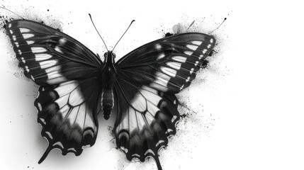  a black and white picture of a butterfly on a white background with a black and white image of a black and white butterfly on the back of a white background.