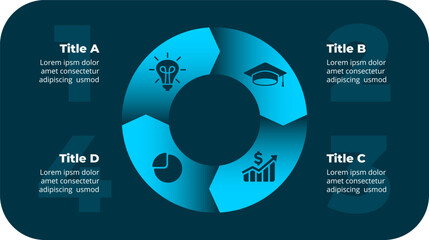 Circle arrows diagram. Cycle infographic. PowerPoint presentation template. Round layout arrow chart. Modern info graphic design. 4 steps, parts, options. Creative illustration. ui ux web elements