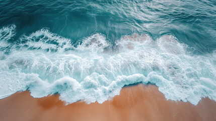 Fototapeta na wymiar Waves breaking on the shore on a tropical beach.