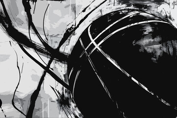 basketball player black and white abstract art