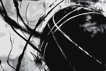 Foto op Plexiglas basketball player black and white abstract art © sam