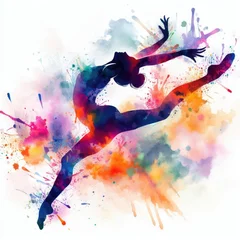  Silhouette of gymnast, ballet dancer, gymnastics routine. © Let's-Get-Creative