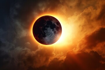 A beautiful solar eclipse, with the moon covering the sun