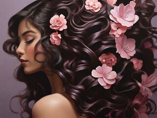 woman with flowers in her hair