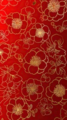 Golden chinese pattern, Sakura Wallpaper, japanese background. AI generated illustration