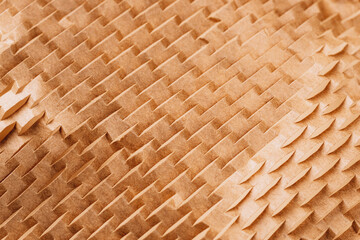 Sliced brown paper for packaging. Using recyclable materials. Background, texture