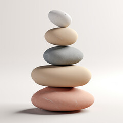 Fototapeta na wymiar zen stones isolated on white, stack of yoga stones