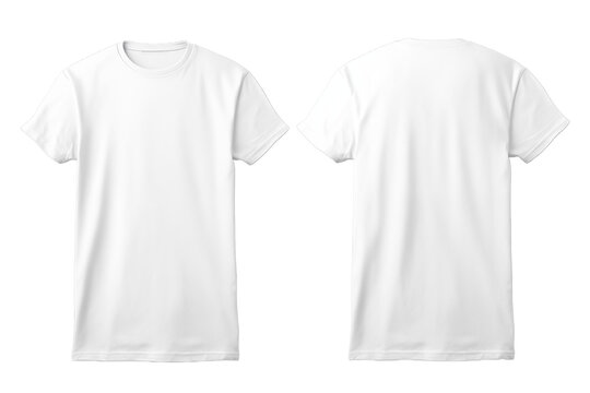 Blank front and back view white t-shirt template on transparent background. Mockup template for artwork graphic design.