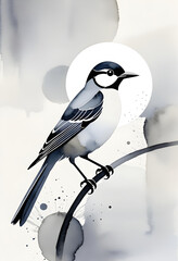 modern minimalistic watercolor  art of a bird. generative ai